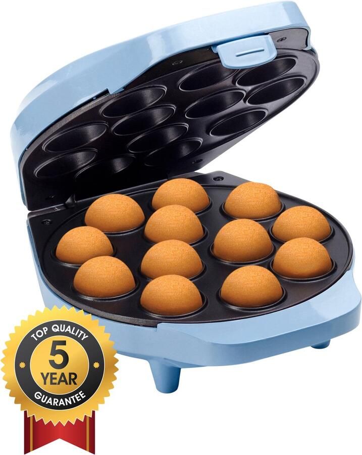 Bestron Cake Pop Maker Wafelijzer voor 12 Cake Pops inclusief Cake Pop Butler 12 Stokjes & Vork met antiaanbaklaag & indicatielampje 700W blauw - Foto 4