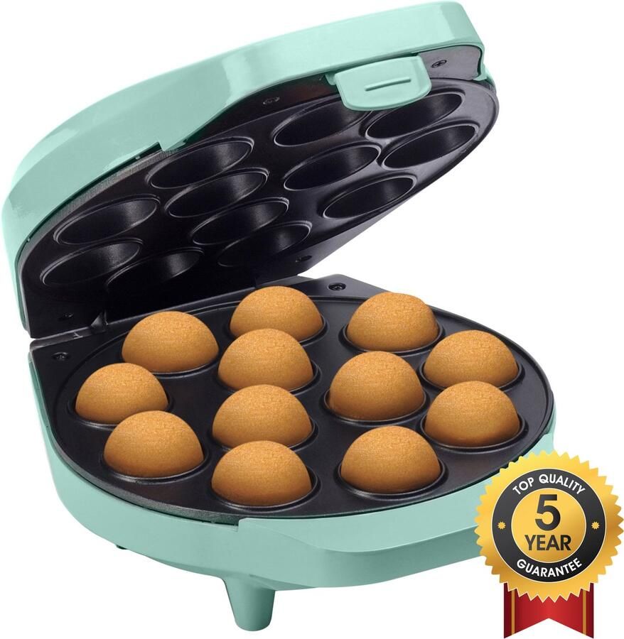 Bestron Cake Pop Maker Wafelijzer voor 12 Cake Pops inclusief Cake Pop Butler 12 Stokjes & Vork met antiaanbaklaag & indicatielampje 700W mint - Foto 2