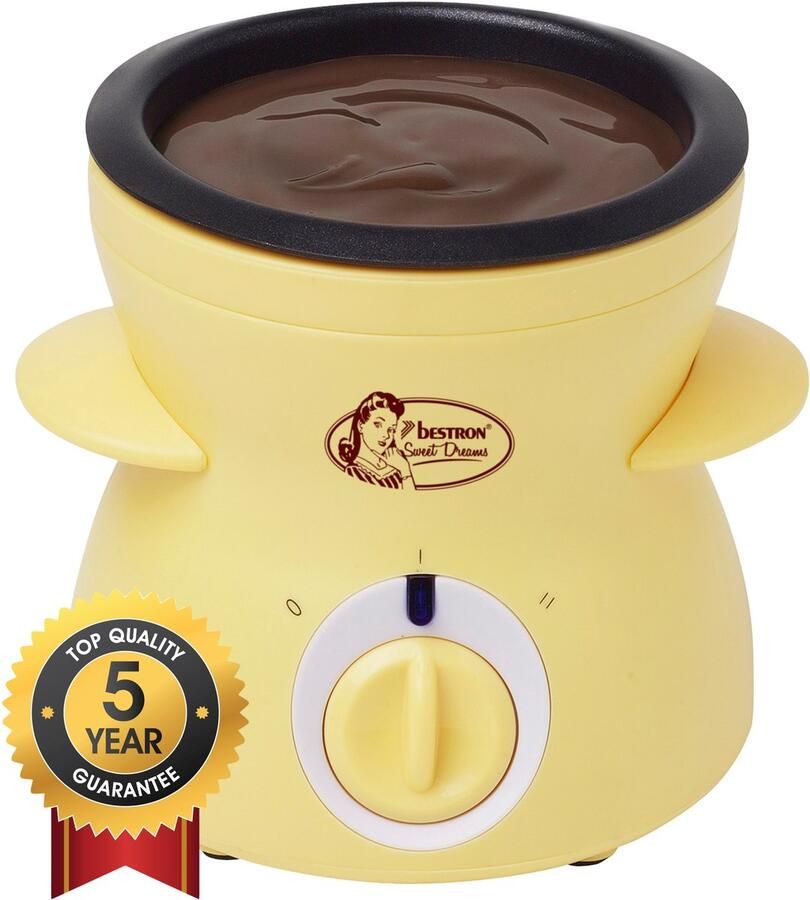Bestron Elektrische fonduepan Mini-chocoladefondueset inclusief 10 spiesen 10 vorken en 1x spatel 25 w kleur: geel - Foto 2