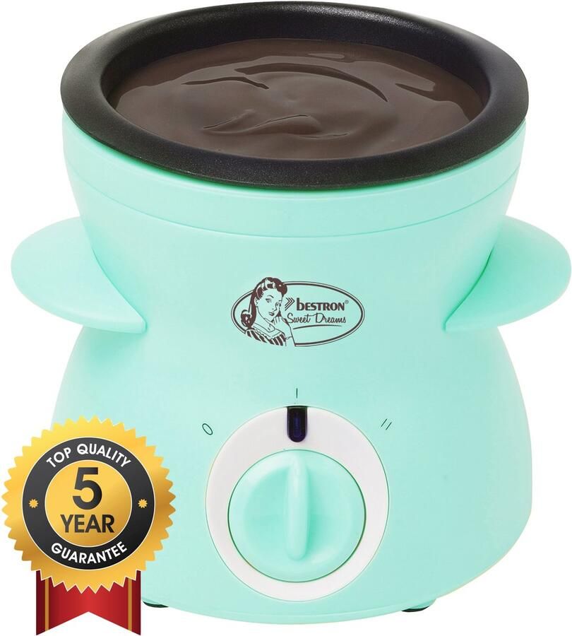 Bestron Chocolade Fondue DCM043M Elektrische fondue 5 personen 10 Fonduevorkjes Mint 5 jaar garantie