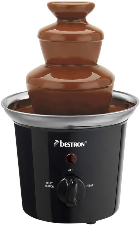 Bestron Chocoladefontein ACF300 Funcooking met 3 etages 60 w zwart edelstaal
