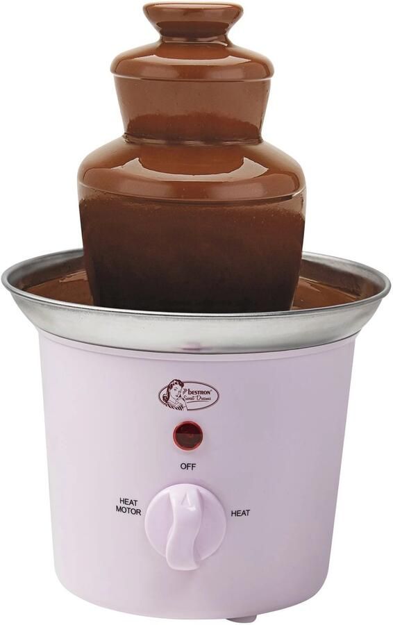 Bestron Chocoladefontein kleine chocolade fontein met indicatielampje 60 Watt RVS Roze