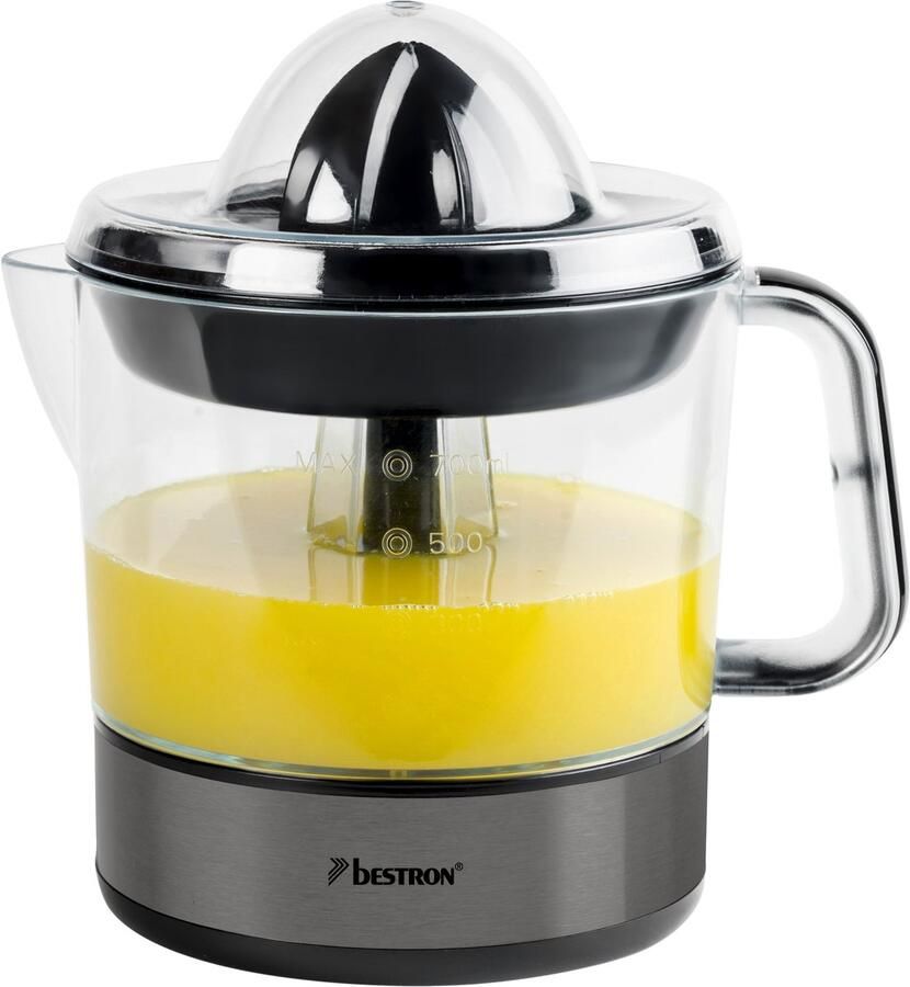 Bestron Citruspers Elektrisch ACJ350TG 40W Incl. 2 perskegels aromadeksel sap reservoir 0 7 Liter Titangrijs 5 jaar garantie