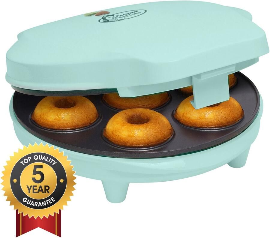 Bestron Donutmaker in retro design Mini-Donutmaker voor 7 kleine donuts incl. indicatielampje & antiaanbaklaag 700 watt Mint
