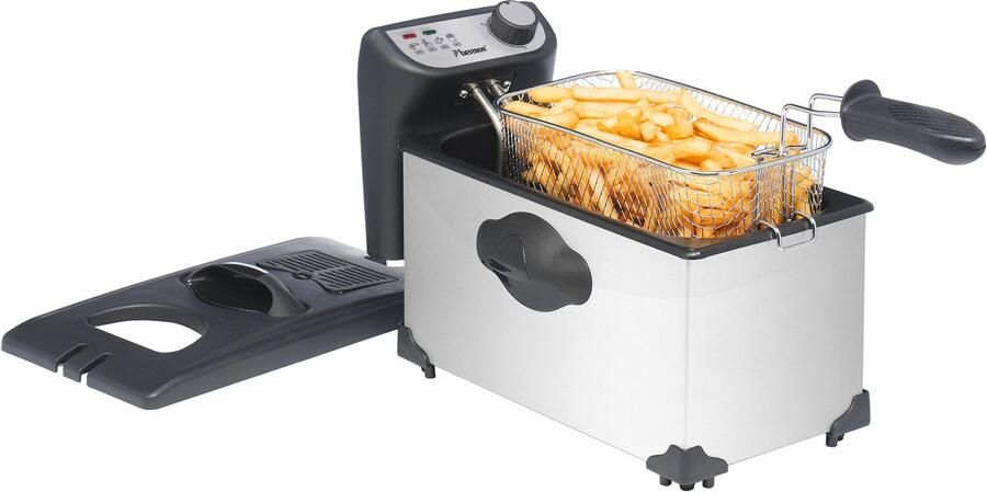 Bestron friteuse met koude zone frituurpan met mand inclusief kijkvenster en traploos instelbare temperatuurregelaar 2000W 3 5 L rvs - Foto 4