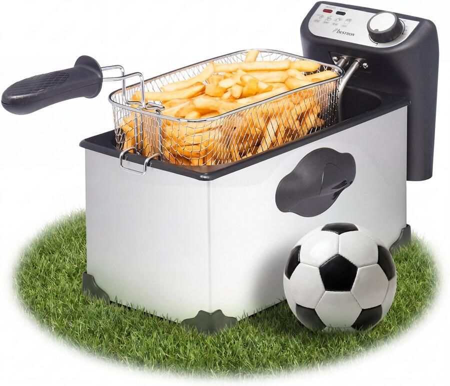 Bestron friteuse met koude zone frituurpan met mand inclusief kijkvenster en traploos instelbare temperatuurregelaar 2000W 3 5 L rvs - Foto 3