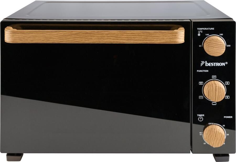 Bestron Grill Oven 1500W AOV31BW 31 Liter Temperatuur tot 230°C Heteluchtfunctie Grillfunctie Zwart houtlook