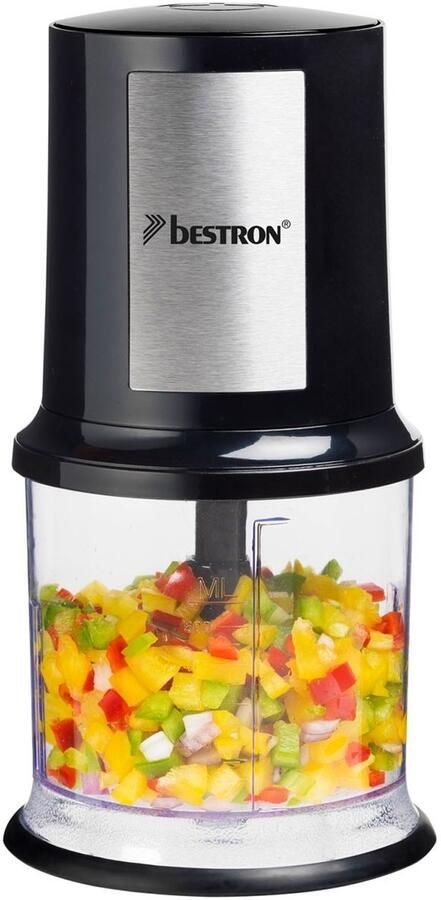 Bestron electrische Hakmolen twee rvs Hakmessen & 500 ml cacpaciteit grote Pulsschakelaar 400 Watt AKC200 zwart silver