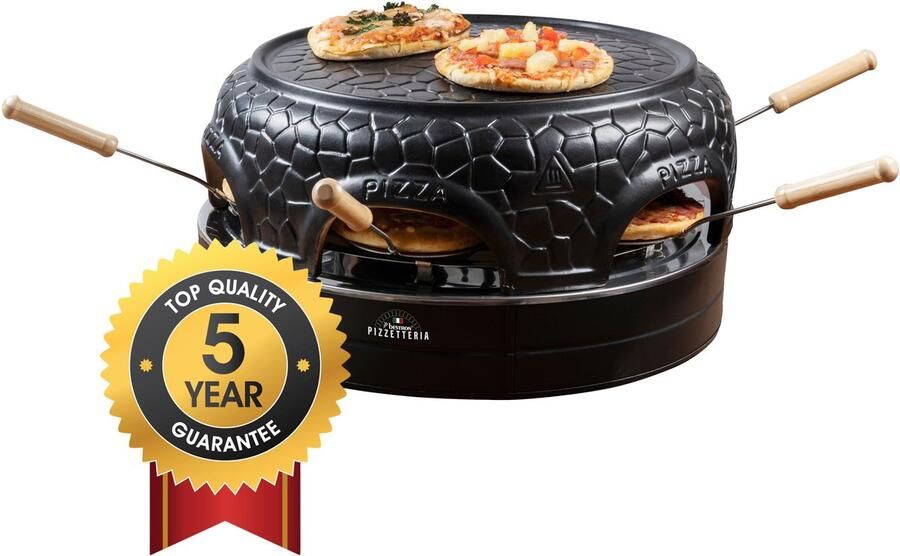 Bestron pizzaoven voor 4 personen pizzamaker voor kleine pizza's (Ø 10 cm) met keramische koepel ca. 10 minuten baktijd 860 Watt zwart - Foto 4
