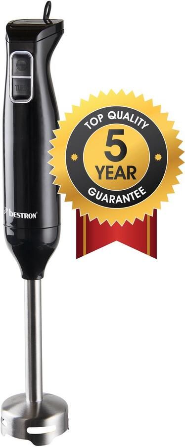 Bestron Staafmixer incl. 2 Snelheden & ergonomisch Handgreep afneembare Staaf vatwassergeschickt 250 Watt ASM250Z Zwart rvs - Foto 2