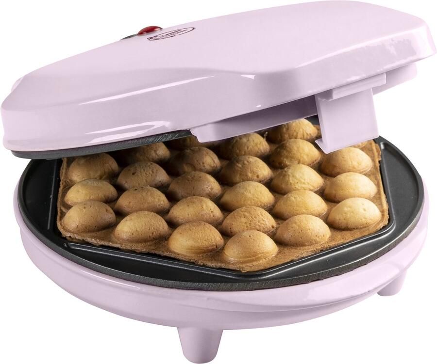 Bestron Bubbel Wafelijzer wafelmaker voor bubbel wafels te vullen met ijs chocola of fruit met bakindicatielampje & antiaanbaklaag 700 Watt roze - Foto 5