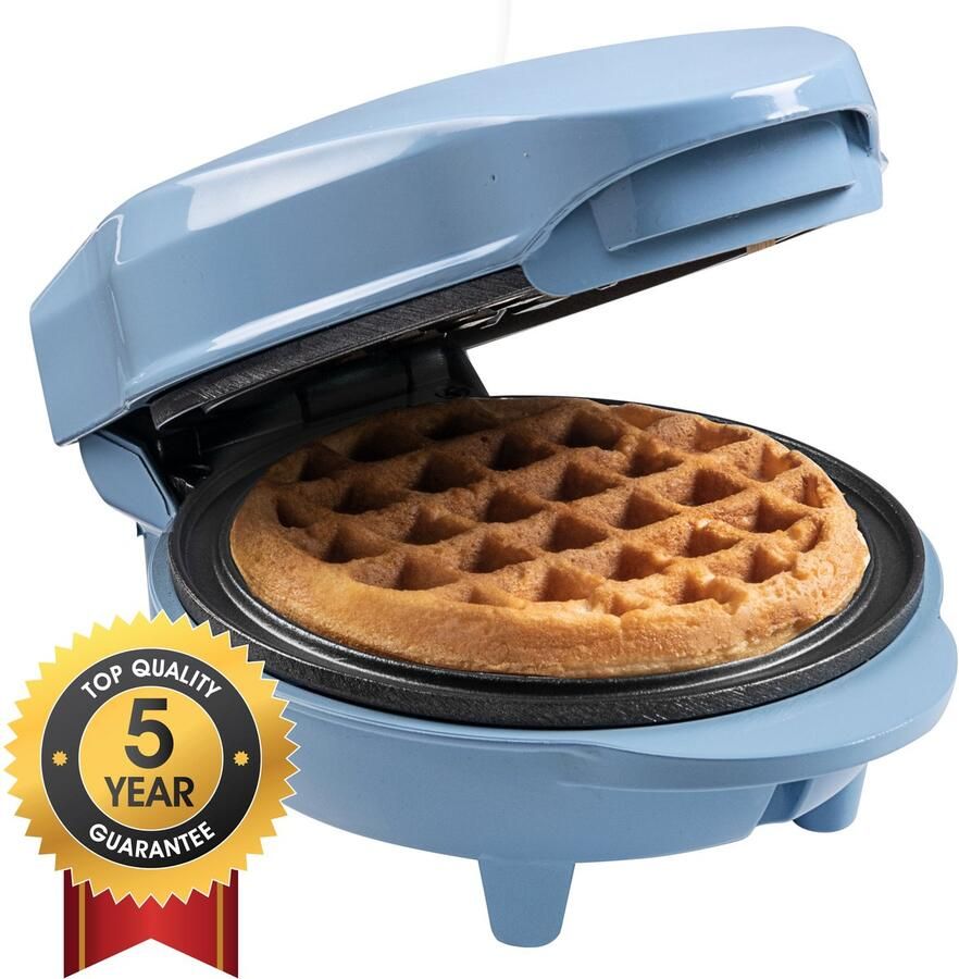 Bestron mini-wafelijzer voor klassieke wafels wafelijzer met antiaanbaklaag voor kinderfeestjes Familiefeest Pasen of Kerst retro design 550 Watt babyblauw - Foto 2