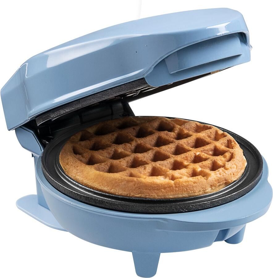 Bestron mini-wafelijzer voor klassieke wafels wafelijzer met antiaanbaklaag voor kinderfeestjes Familiefeest Pasen of Kerst retro design 550 Watt babyblauw - Foto 2