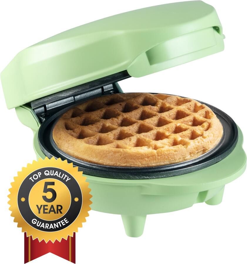 Bestron Mini-wafelijzer voor klassieke wafels wafelijzer met antiaanbaklaag voor kinderfeestjes Familiefeest Pasen of Kerst Mat Groen - Foto 2