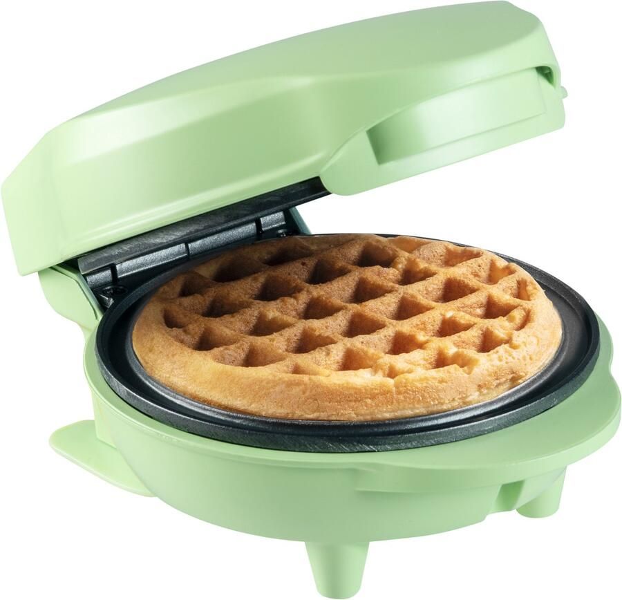 Bestron Mini-wafelijzer voor klassieke wafels wafelijzer met antiaanbaklaag voor kinderfeestjes Familiefeest Pasen of Kerst Mat Groen