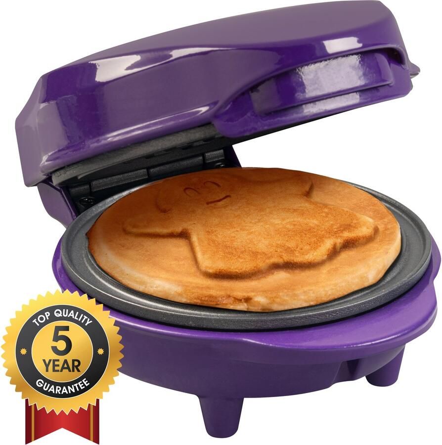 Bestron Mini-wafelijzer Met speciale plaat Geest Ø 10 cm Antiaanbaklaag Paars