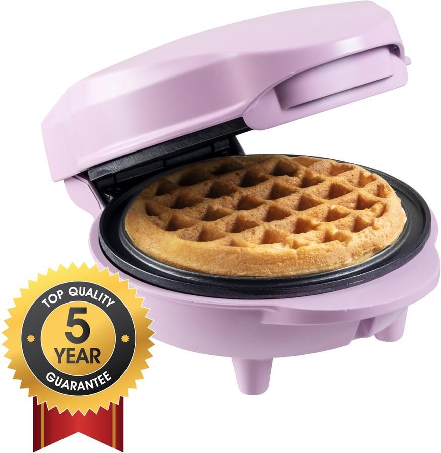 Bestron Mini-wafelijzer voor klassieke wafels wafelijzer met antiaanbaklaag voor kinderfeestjes Familiefeest Pasen of Kerst Mat Roze - Foto 2