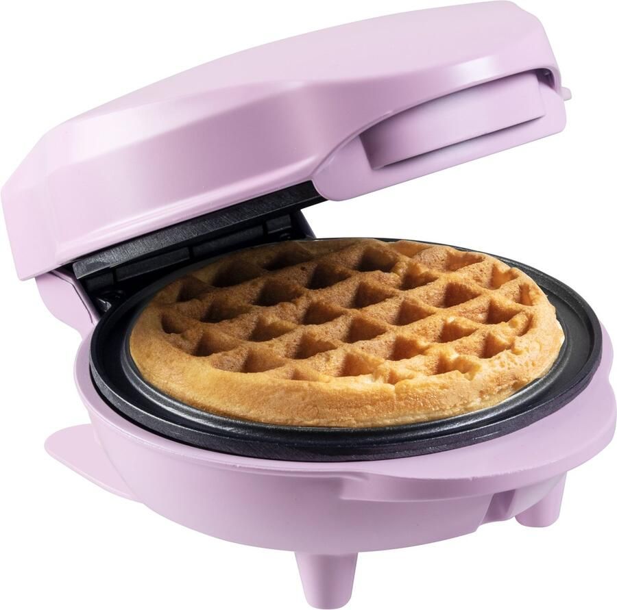 Bestron Mini-wafelijzer voor klassieke wafels wafelijzer met antiaanbaklaag voor kinderfeestjes Familiefeest Pasen of Kerst Mat Roze
