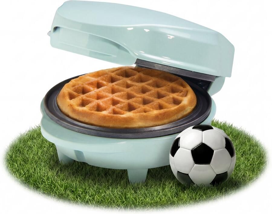 Bestron mini-wafelijzer voor klassieke wafels wafelijzer met antiaanbaklaag voor kinderfeestjes Familiefeest Pasen of Kerst retro design 550 Watt mint - Foto 4
