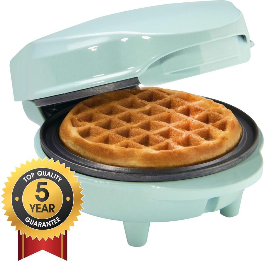 Bestron mini-wafelijzer voor klassieke wafels wafelijzer met antiaanbaklaag voor kinderfeestjes Familiefeest Pasen of Kerst retro design 550 Watt mint