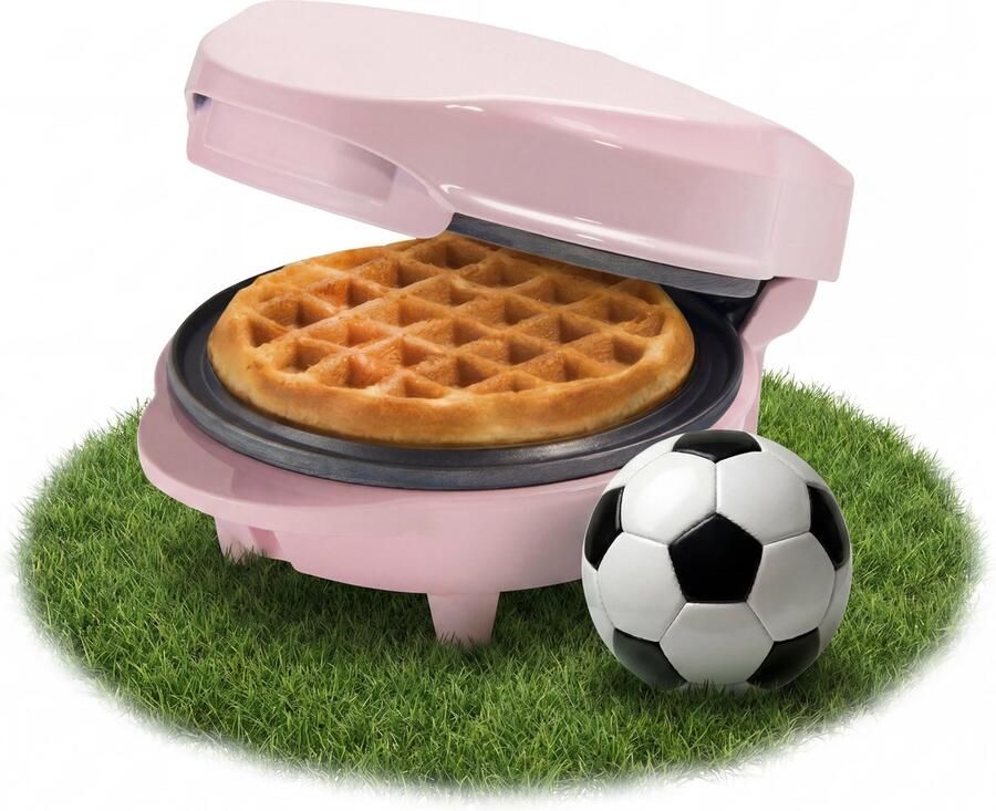 Bestron mini-wafelijzer voor klassieke wafels wafelijzer met antiaanbaklaag voor kinderfeestjes Familiefeest Pasen of Kerst retro design 550 Watt roze - Foto 5