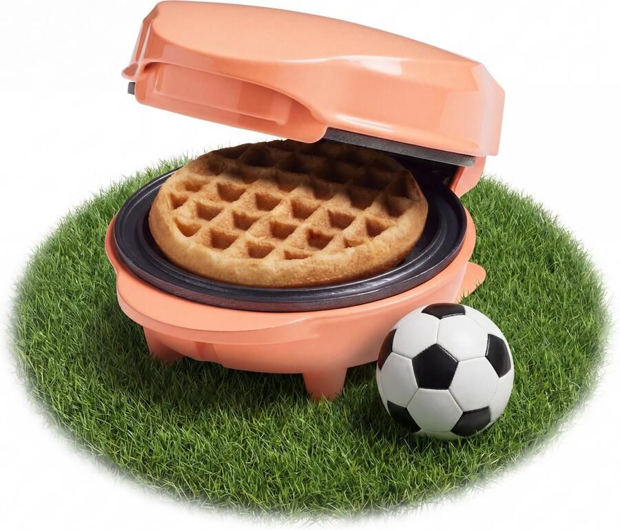 Bestron Mini-wafelijzer voor klassieke wafels wafelijzer met antiaanbaklaag voor kinderfeestjes Familiefeest Pasen of Kerst retro design 550 Watt Oranje - Foto 3