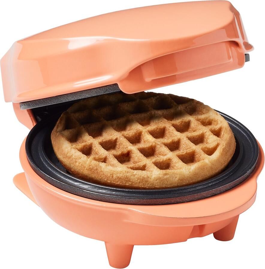 Bestron Mini-wafelijzer voor klassieke wafels wafelijzer met antiaanbaklaag voor kinderfeestjes Familiefeest Pasen of Kerst retro design 550 Watt Oranje