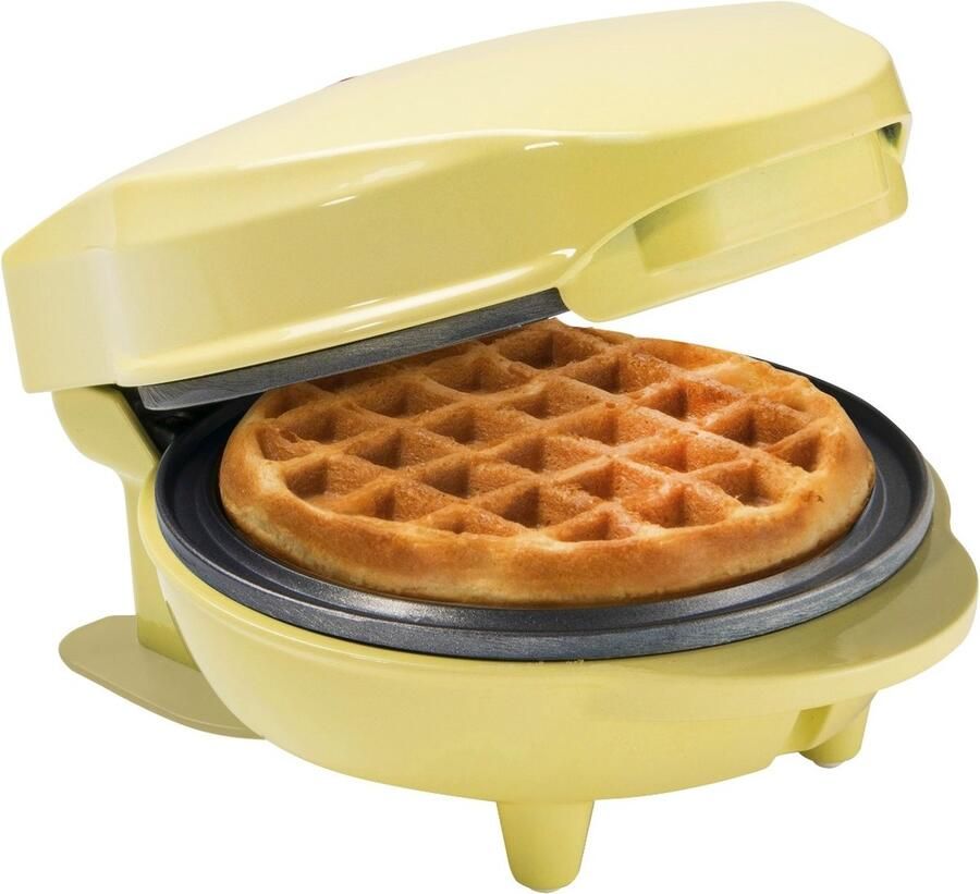 Bestron mini-wafelijzer voor klassieke wafels wafelijzer met antiaanbaklaag voor kinderfeestjes Familiefeest Pasen of Kerst retro design 550 Watt geel - Foto 4