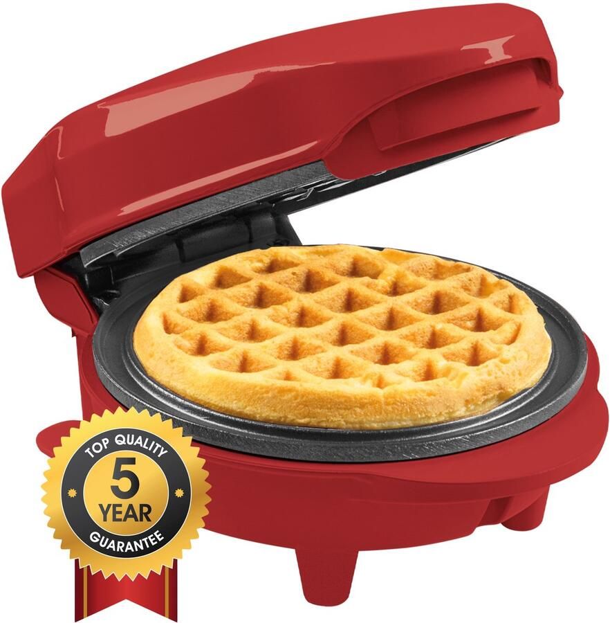 Bestron Wafelijzer AMW500XMR 550W Mini wafel Anti aanbaklaag Mat Rood Kersteditie- 5 jaar garantie - Foto 2