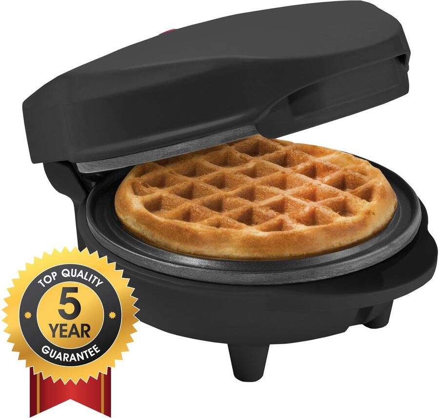 Bestron Mini-wafelijzer voor klassieke wafels wafelijzer met antiaanbaklaag voor kinderfeestjes Familiefeest Pasen of Kerst 550 Watt Zwart