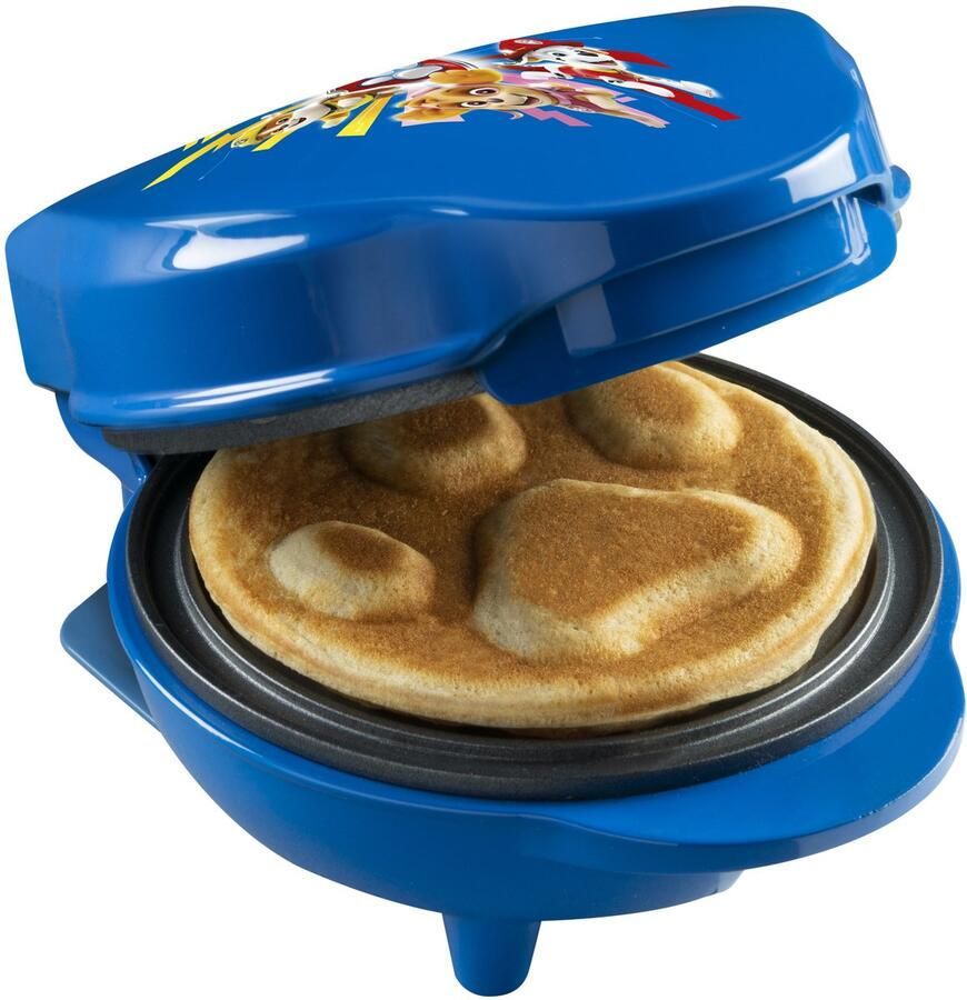 Bestron Paw Patrol Wafelijzer mini-wafelijzer in uniek Paw Patrol design voor kinderfeestjes Pasen & Kerstmis met antiaanbaklaag wafelformaat: Ø 10cm officieel gelicentieerd blauw