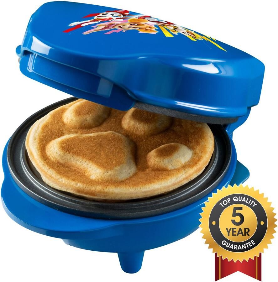 Bestron Paw Patrol Wafelijzer mini-wafelijzer in uniek Paw Patrol design voor kinderfeestjes Pasen & Kerstmis met antiaanbaklaag wafelformaat: Ø 10cm officieel gelicentieerd blauw