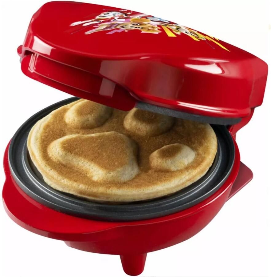 Bestron Paw Patrol Wafelijzer mini-wafelijzer in uniek Paw Patrol design voor kinderfeestjes Pasen & Kerstmis met antiaanbaklaag wafelformaat: Ø 10cm officieel gelicentieerd Rood