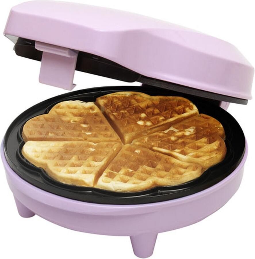 Bestron Wafelijzer voor klassieke hartwafels Wafelmaker voor wafels in hartvorm met indicatielampje & antiaanbaklaag retro-design 700 Watt roze - Foto 3
