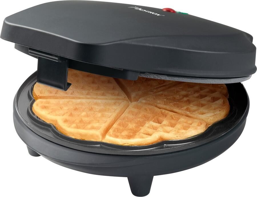 Bestron Wafelijzer voor klassieke hartwafels Wafelmaker voor wafels in hartvorm met indicatielampje & antiaanbaklaag Black Label Collection 700W Zwartmat