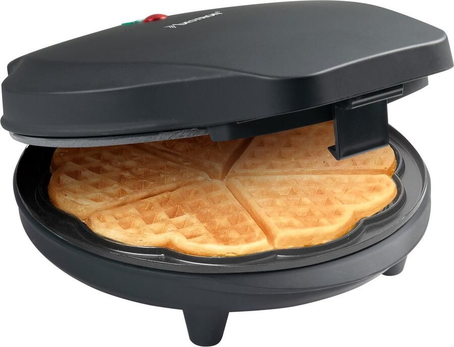 Bestron Wafelijzer voor klassieke hartwafels Wafelmaker voor wafels in hartvorm met indicatielampje & antiaanbaklaag Black Label Collection 700W Zwartmat