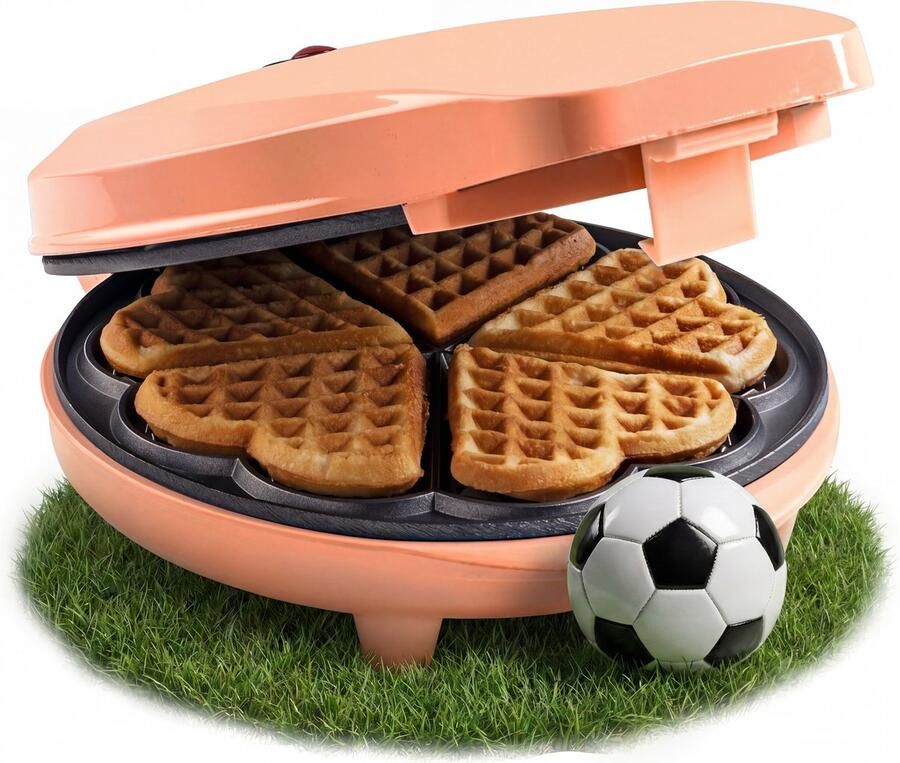 Bestron Wafelijzer voor klassieke hartwafels Wafelmaker voor wafels in hartvorm met indicatielampje & antiaanbaklaag retro-design 700 Watt Oranje - Foto 5