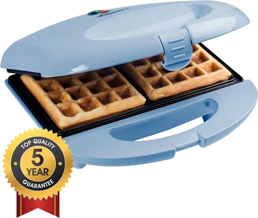 Bestron Wafelijzer voor 2 Brusselse wafels Wafelmaker met antianbaklaag & indicatielampje Sweet Dreams Collection 700W Blauw