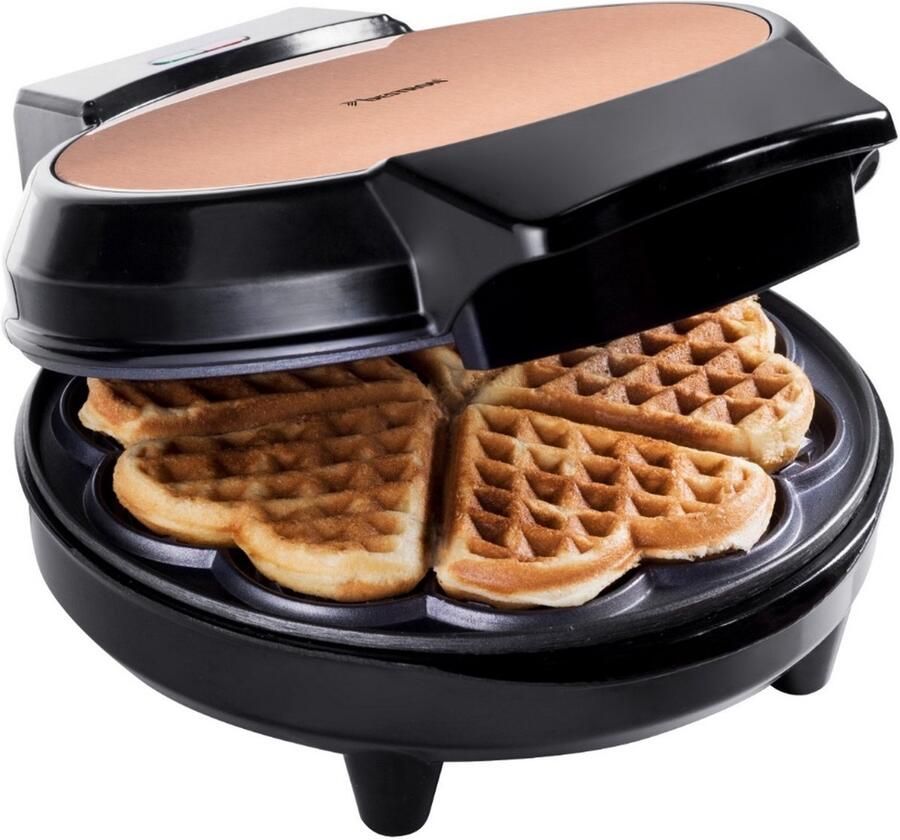 Bestron Wafelijzer voor klassieke hartwafels Wafelmaker met indicatielampje & antiaanbaklaag 700 Watt koper - Foto 3