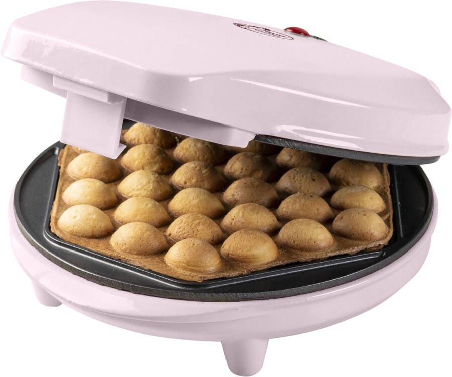 Bestron Bubbel Wafelijzer wafelmaker voor bubbel wafels te vullen met ijs chocola of fruit met bakindicatielampje & antiaanbaklaag 700 Watt roze - Foto 4