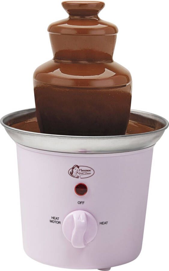 Bestron Chocoladefontein kleine chocolade fontein met indicatielampje 60 Watt RVS Roze - Foto 1