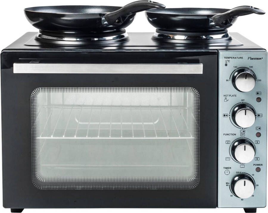 Bestron Mini-keuken AOV31CP Crispy & Co. met oven en 2-pits kookplaat 3200 w zwart - Foto 8