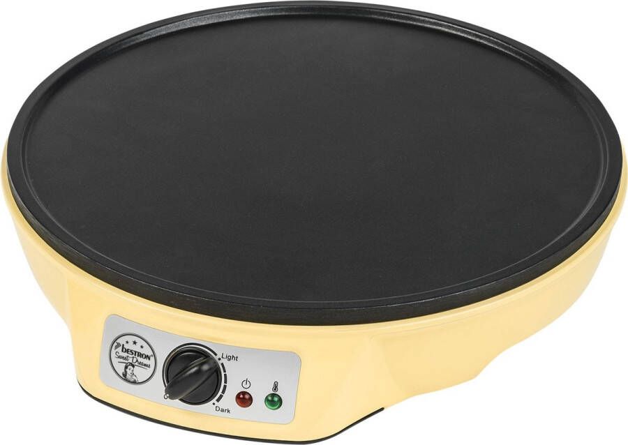 Bestron Crepe Maker voor crepes met Ø 30cm pannenkoekenmaker incl. deegverdeler & crêpeskeerder met antiaanbaklaag & indicatielampje 1000 Watt geel - Foto 3