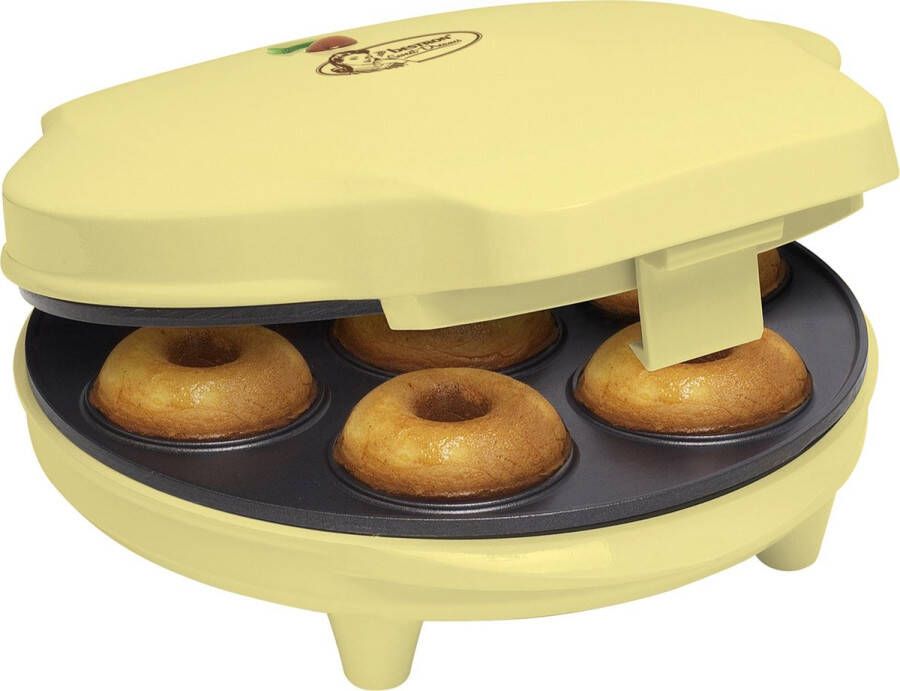 Bestron Donutmaker in retro design Mini-Donutmaker voor 7 kleine donuts incl. indicatielampje & antiaanbaklaag 700 watt Geel - Foto 2