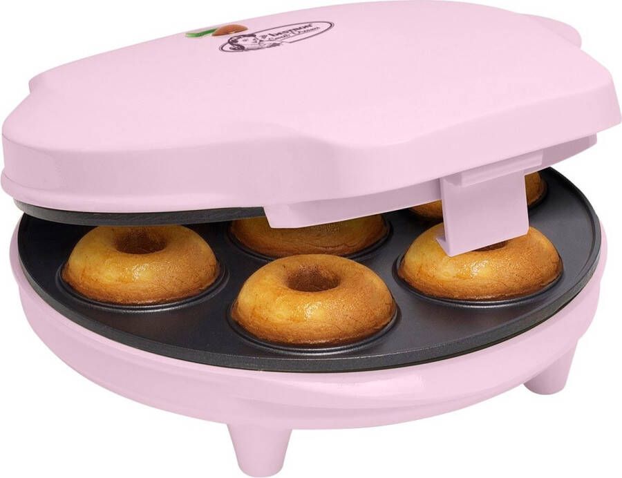 Bestron Donutmaker in retro design Mini-Donutmaker voor 7 kleine donuts incl. indicatielampje & antiaanbaklaag 700 watt Roze - Foto 2