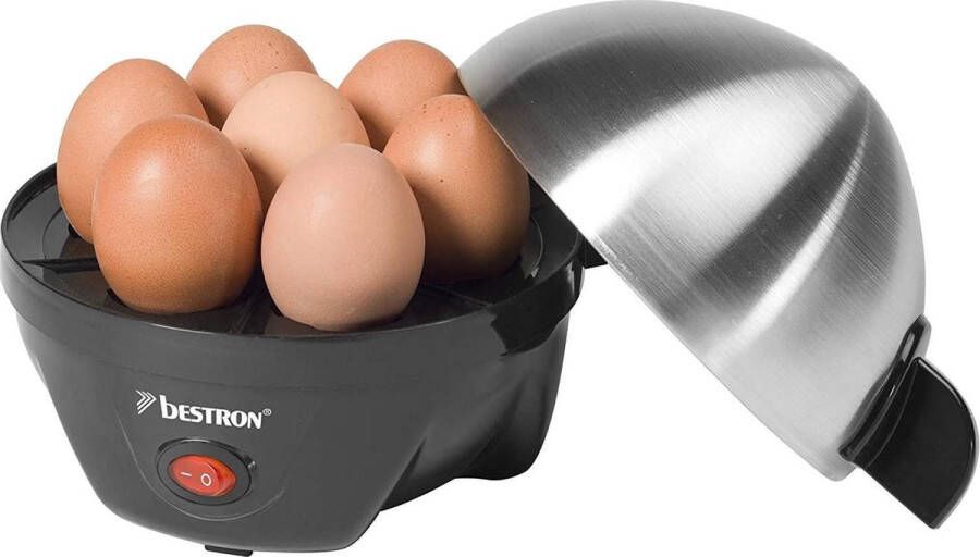 Bestron Eierkoker voor 7 eieren incl. watermaatbeker 3 hardheidsgraden 350 watt zilver zwart - Foto 2