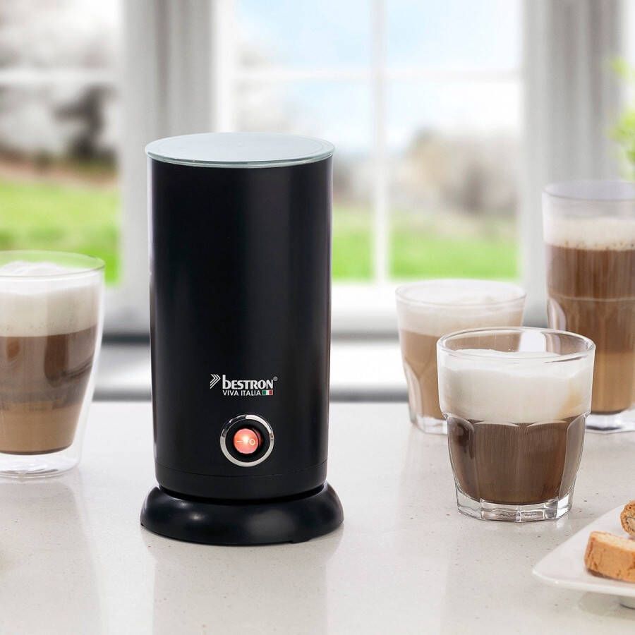 Bestron electrische Melkopschuimer met 360° basis & tot 300ml capaciteit opgeschuimde melk in minder dan 2 minuten Ideaal voor koffie cappuccino & latte macchiato Zwart - Foto 3
