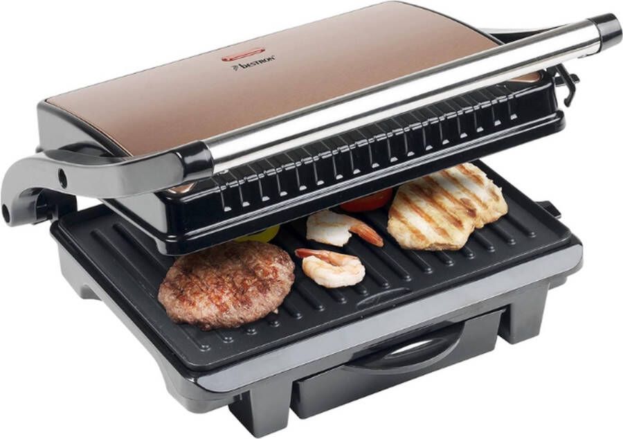 Bestron Elektrische Sandwichmaker Grill apparaat Antiaanbaklaag Panini Contactgrill Tosti IJzer Tosti Apparaat Contactgrill Tosti grill apparaten Tosti-Ijzers Tostiijzer Tosti IJzer Grill