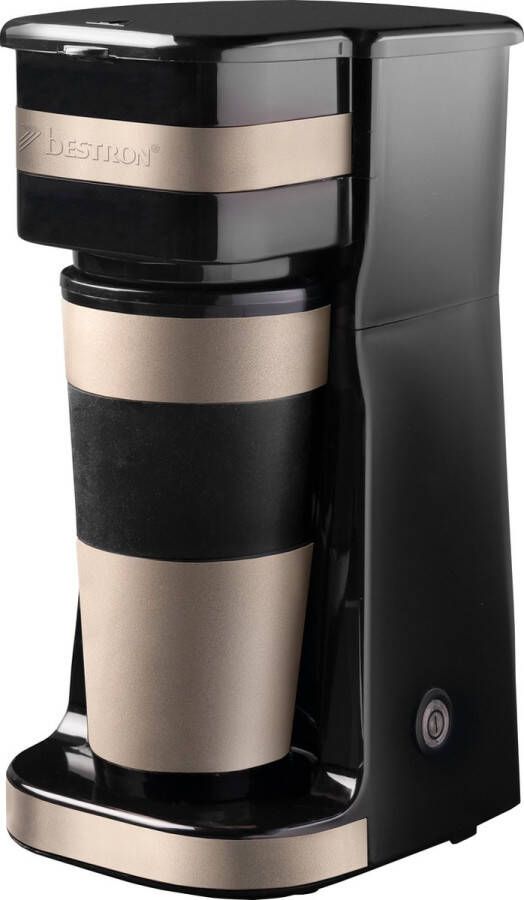 Bestron koffiezetapparaat met thermosbeker voor gemalen filterkoffie & ideal voor camping 2 grote koppen 750 Watt rvs wit grijs