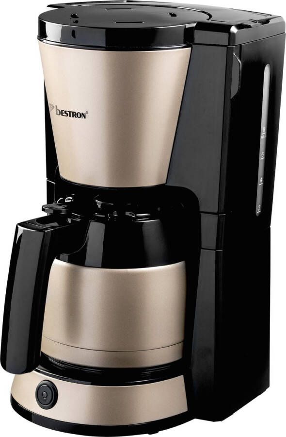 Bestron Koffiezetapparaat voor filterkoffie Filterkoffiemachine met thermokan voor 8 kopjes inclusief permanent filter & automatische uitschakeling 900W Lichtbeige